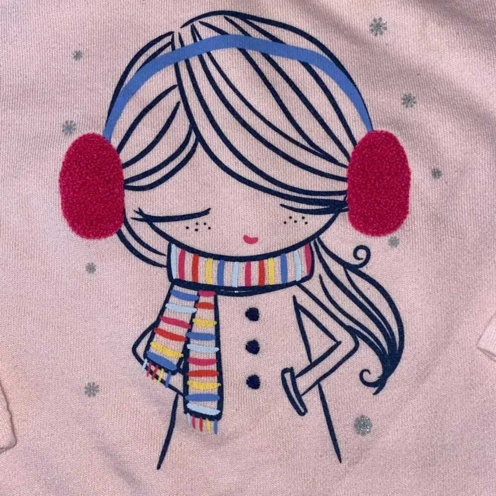 Gap Baby Girls Pink Winter Girl Graphic Tulle Hem Sweatshirt 12-18M